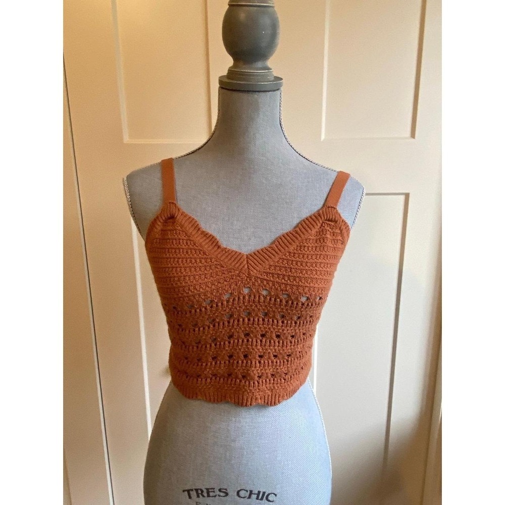 Altard State Crop Top Open Knit Cotton Small Festival Boho s1